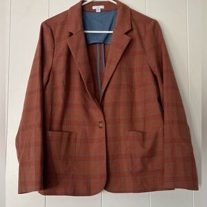 J Jill Mendocino Plaid Auburn Blazer Jacket Q3
